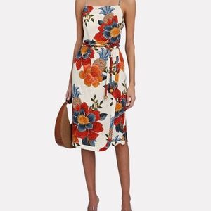 FARM Rio Floral Midi Dress - Red, Blue, Orange